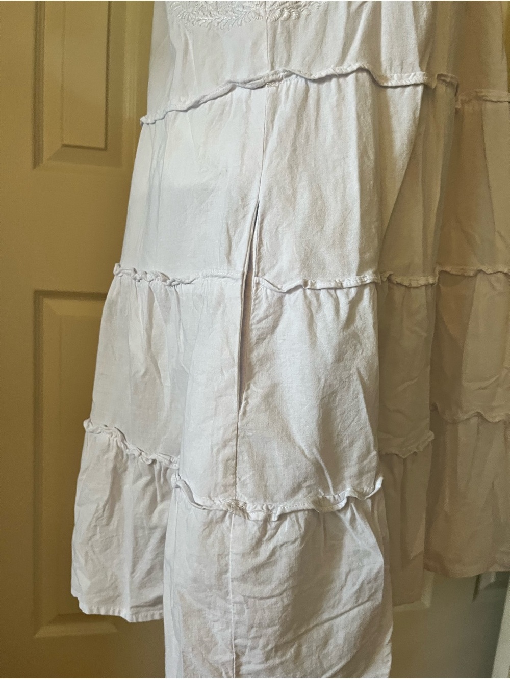 J.Marie White Embroidered Tiered Cotton Dress | Sz S EUC - Picture 5 of 10